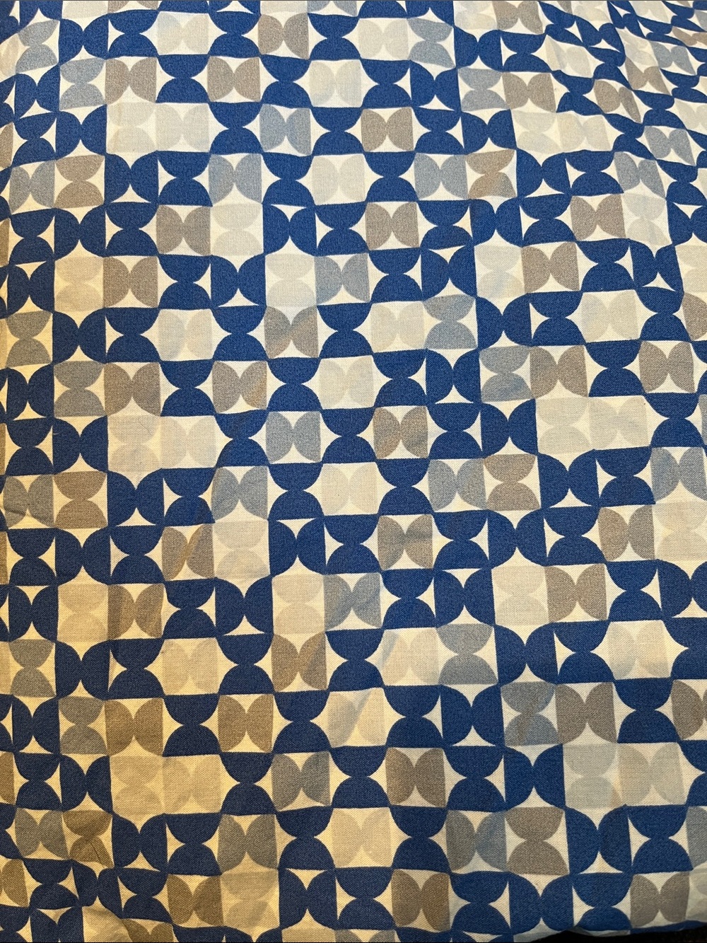 DWELL STUDIO *Twin* Blue/Grey/Taupe Geo Half-Circle Fitted Sheet 100% Cotton - Picture 2 of 3